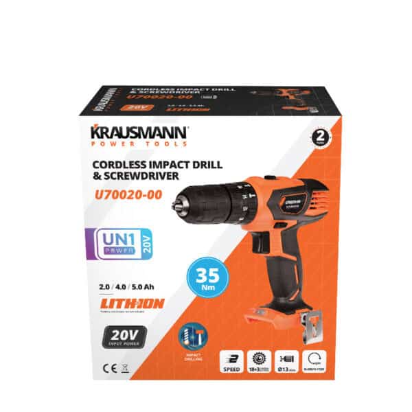 ΔΡΑΠΑΝΟ ΚΡΟΥΣΤΙΚΟ UNIPOWER 2 ΤΑΧΥΤΗΤΩΝ 13mm 20V KRAUSMANN U70020-00 - Image 4