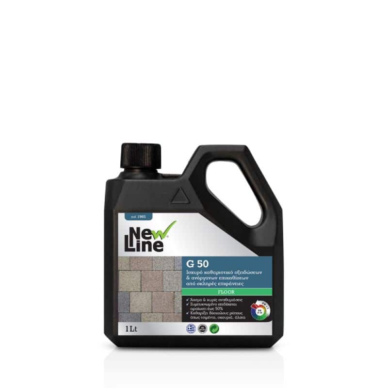 NEW01-00-0656 ΙΣΧΥΡΟ ΚΑΘΑΡΙΣΤΙΚΟ ΟΞΕΙΔΩΣΕΩΝ & ΑΝΟΡΓΑΝΩΝ ΕΠΙΚΑΘΙΣΕΩΝ ΑΠΟ ΣΚΛΗΡΕΣ ΕΠΙΦΑΝΕΙΕΣ G-50 NEW LINE 1lt - Image 1