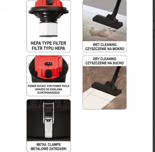 ΣΚΟΥΠΑ ΗΛΕΚΤΡΙΚΗ WET/DRY 1400W 30lt YATO YT-85701 - Image 4