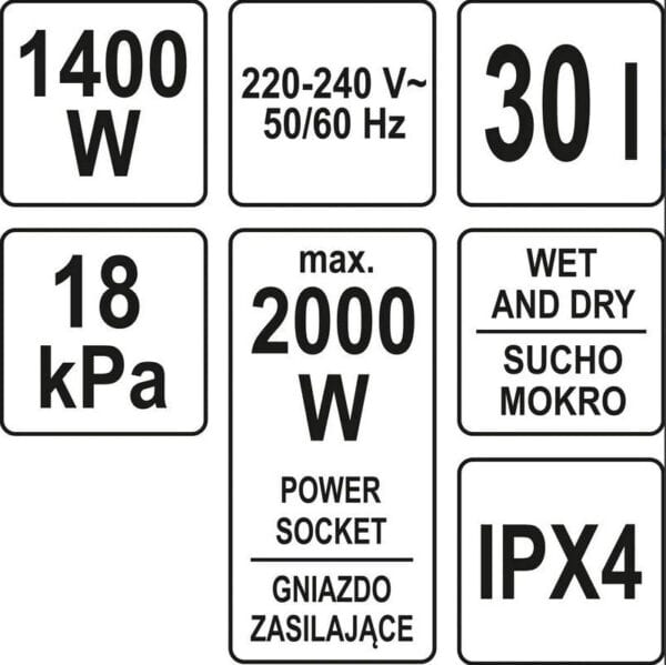 ΣΚΟΥΠΑ ΗΛΕΚΤΡΙΚΗ WET/DRY 1400W 30lt YATO YT-85701 - Image 6