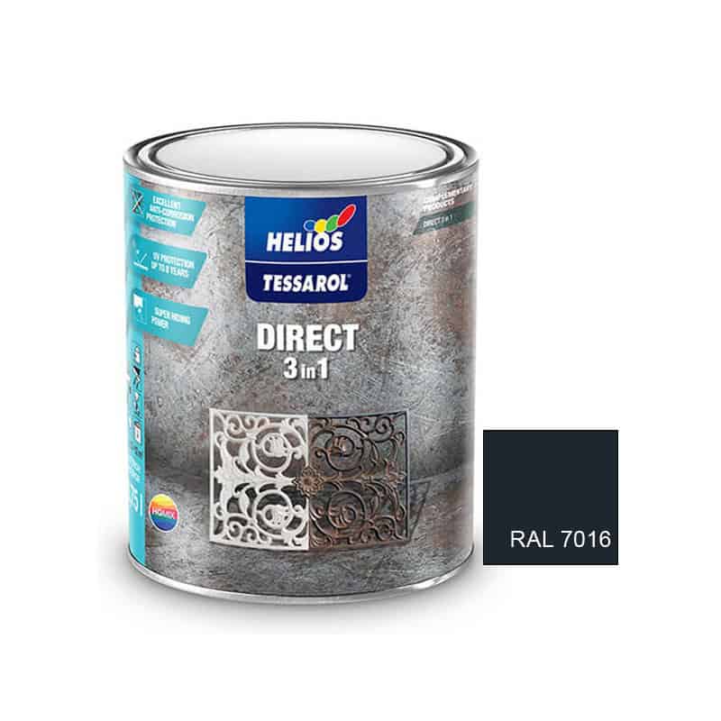 HEL00-75-9103 ΑΝΤΙΣΚΩΡΙΑΚΟ ΧΡΩΜΑ 3 ΣΕ 1 RAL7016 ΜΑΤ 0.75lt TESSAROL - Image 1