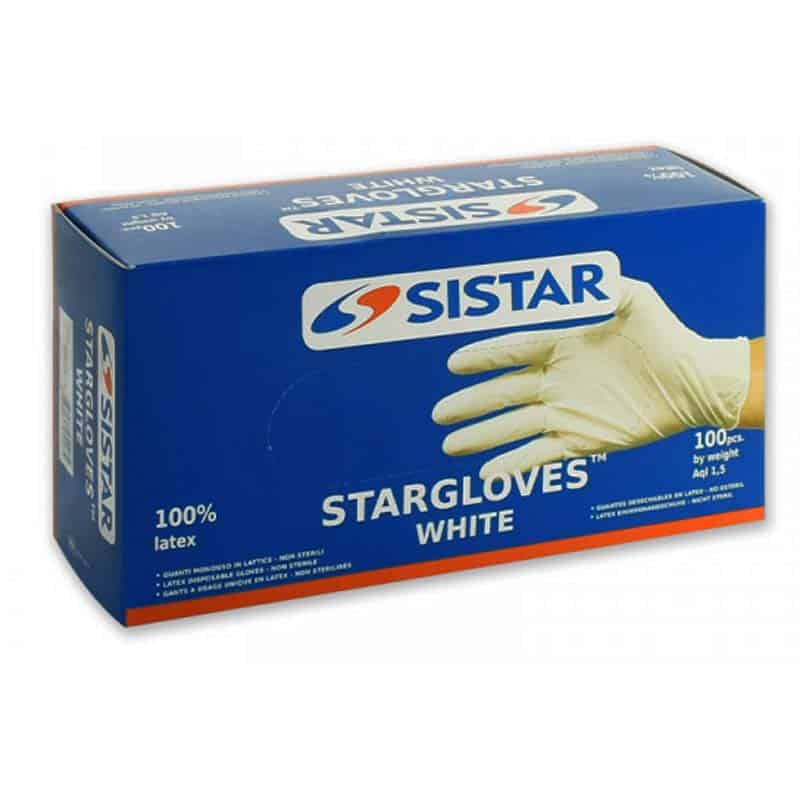 SIS00-00-0110 SISTAR ΓΑΝΤΙΑ ΛΕΥΚΑ ΜΙΑΣ ΧΡΗΣΗΣ LATTEX 100ΤΜΧ - Image 1