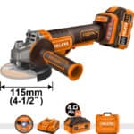 ΓΩΝΙΑΚΟΣ ΤΡΟΧΟΣ ΜΠΑΤΑΡΙΑΣ 115mm 3 ΤΑΧΥΤΗΤΩΝ 20V BRUSHLESS HOJITA - Image 2