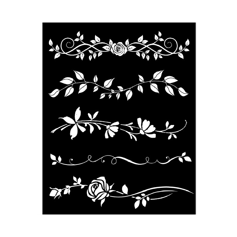21-0686 (3) STENCIL ΛΟΥΛΟΥΔΙΑ BORDURE ROSE 20x25cm - Image 1